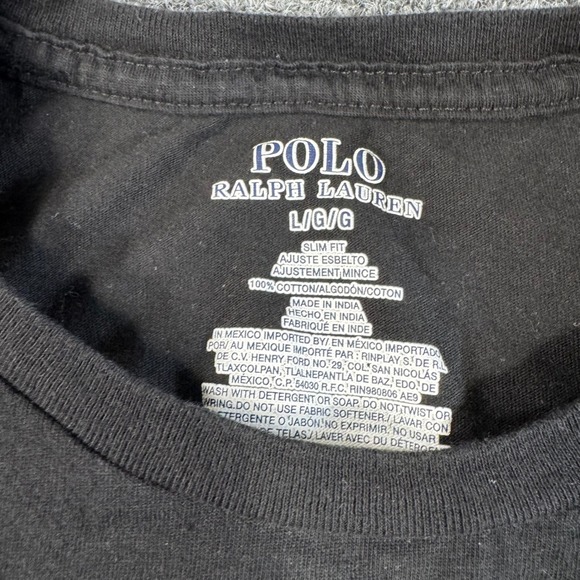 Polo Ralph Lauren Mens Slim Fit T-Shirt Black Red Pony Logo Cotton Large - Picture 3 of 6